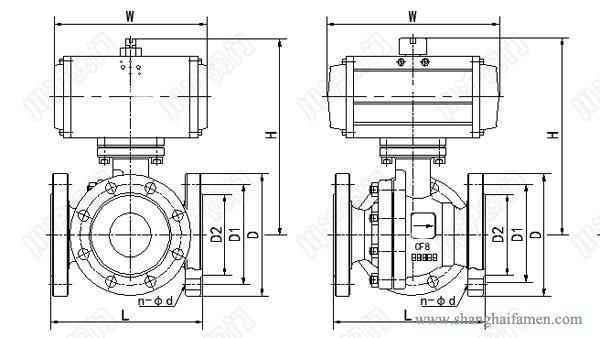 氣動三通襯氟球閥結構